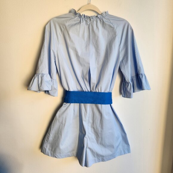 Sz40 NEW Sandro Rosalyn Blue Romper with Ruffle Details - US 8 - Picture 10 of 14